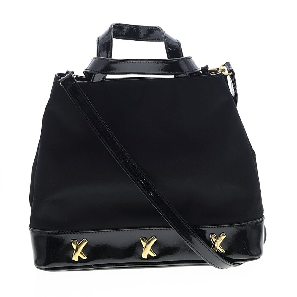 Paloma Picasso Black Suede and Patent Leather Crossbody Tote Bag